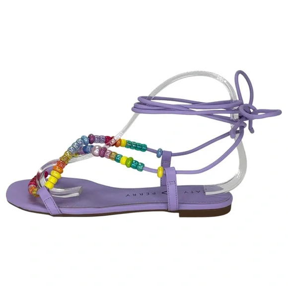 Katy Perry Halie Bead Purple Tie Up Womens Sandals Size 6.5M - Picture 3 of 13